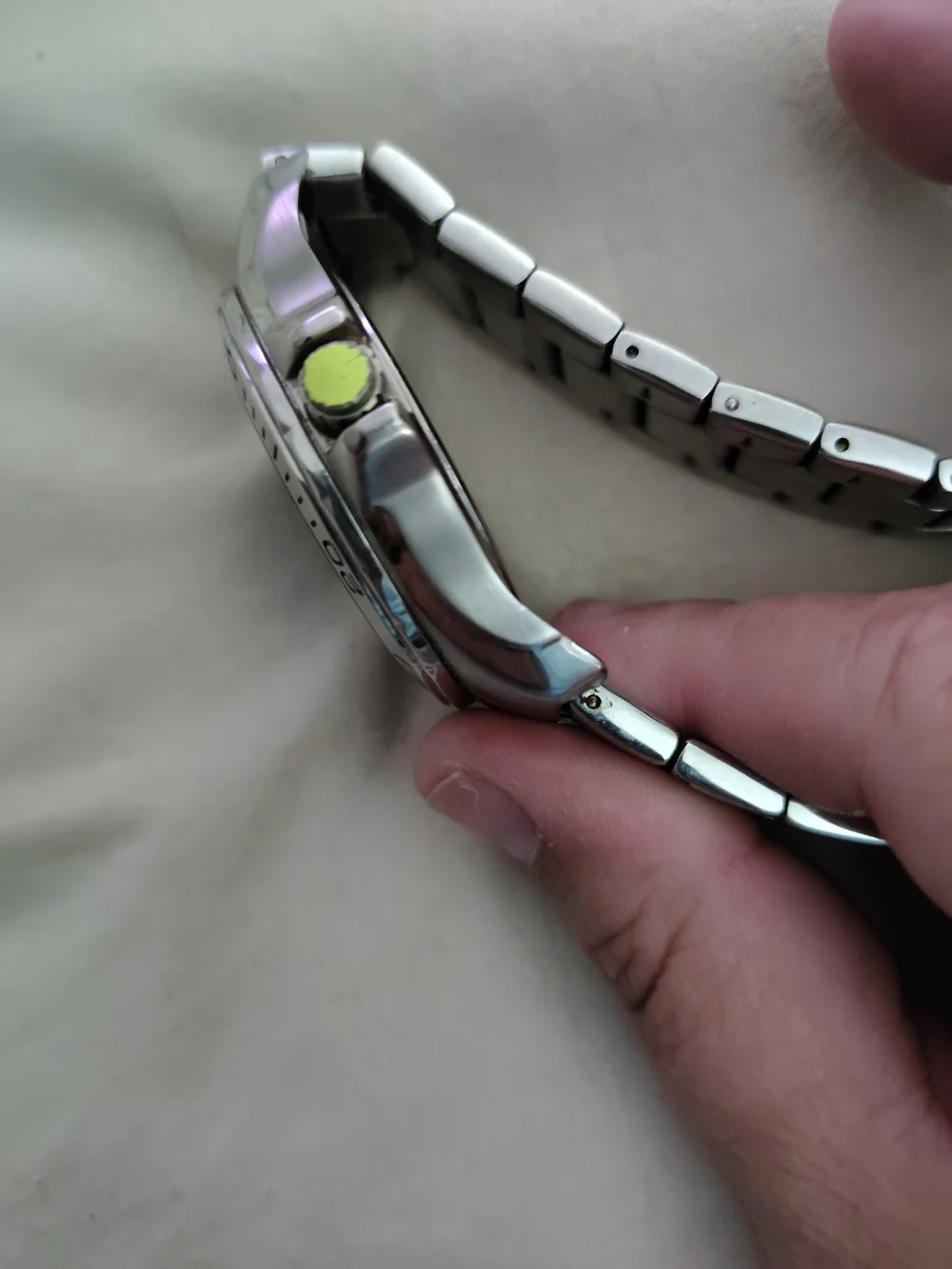 Armitron Mens Silver Tone Bracelet Watch with Black Dial and Green Accent